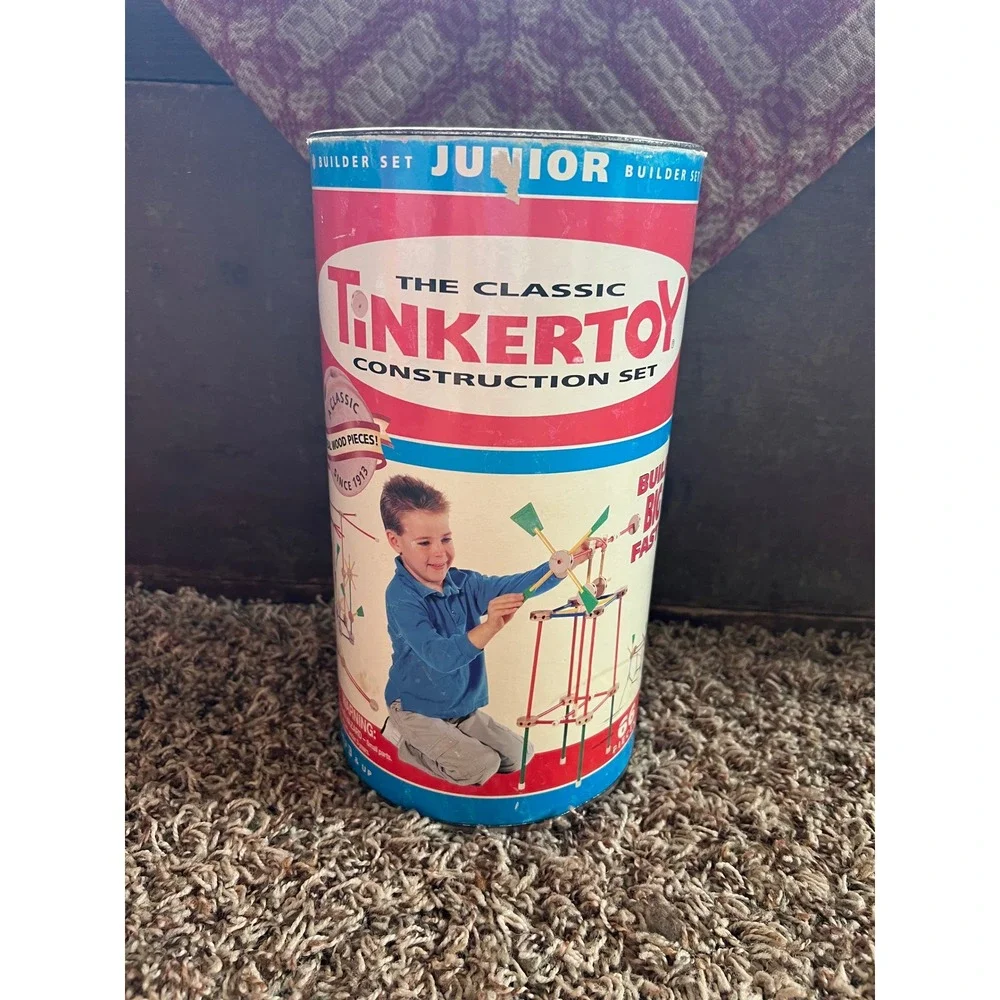 Vintage Tinkertoy Junior Builder Set Classic Wood Construction Toy
